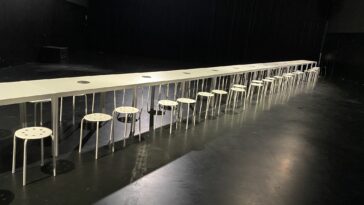 Dispositivo cénico para 'MANJAR' de Tiago Cadete, na Black Box do CIAJG