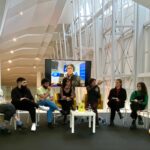 O Comando Dramatúrxico do X festival Escenas do Cambio 2024 e a directora artística do festival Kirenia Martínez Acosta. Foto: Alberte Bello