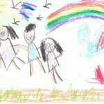 Debuxo infantil anónimo sobre a súa escola.