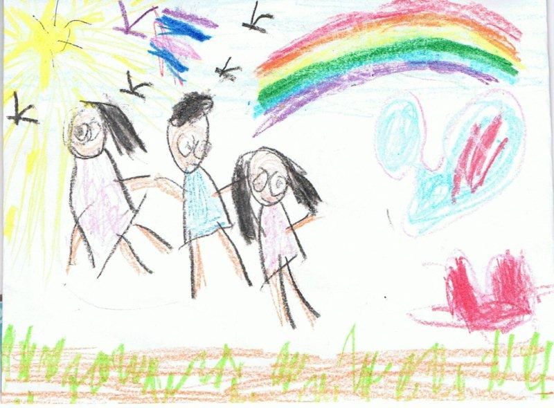 Debuxo infantil anónimo sobre a súa escola.